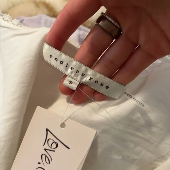 Endless Rose Lace Trim Button Front Top – Size S – NWT - Picture 4 of 7